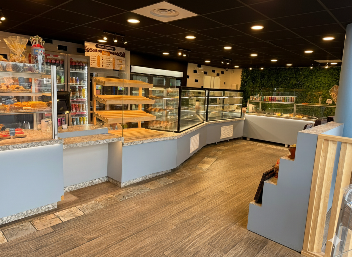 magasin renové en une journée à la boulangerie Mali à Maraussan proche de Beziers